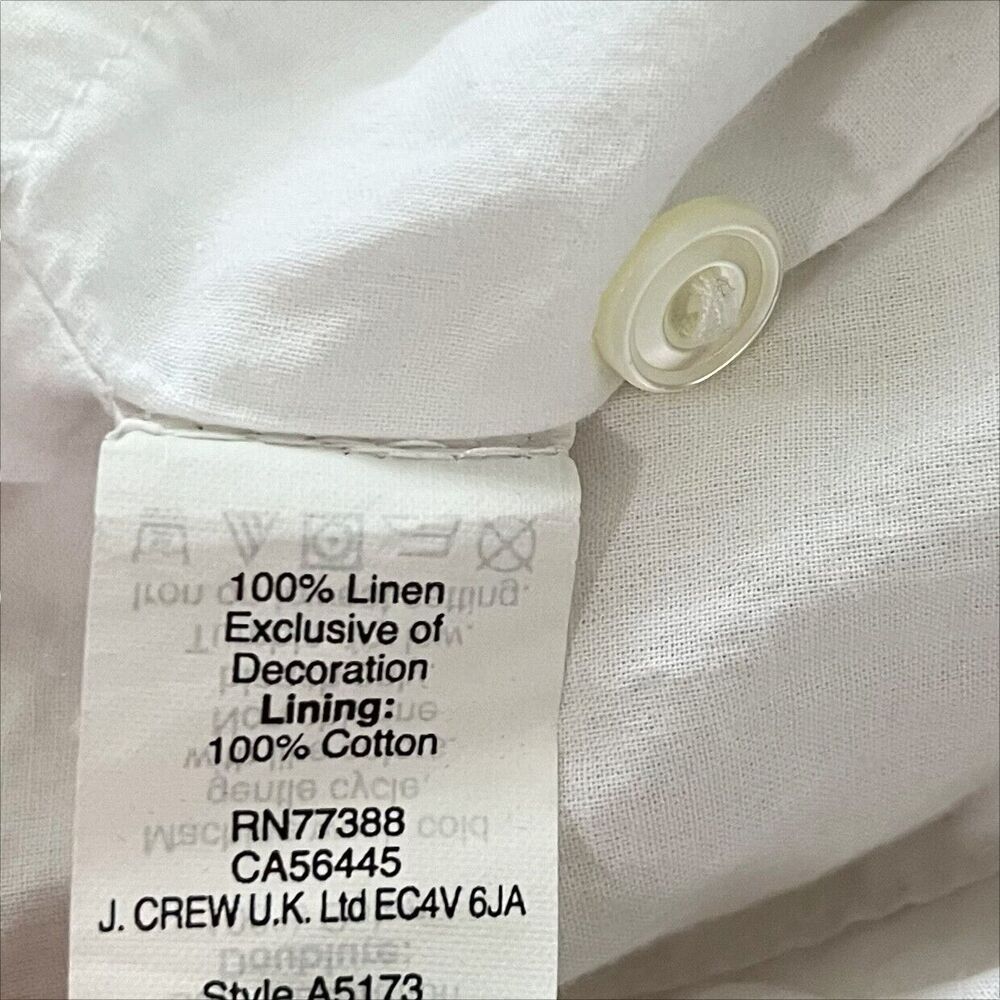 Madewell White Linen Embroidered Lined Sandwave Boho Sleeveless Dress Size Small - Picture 11 of 12